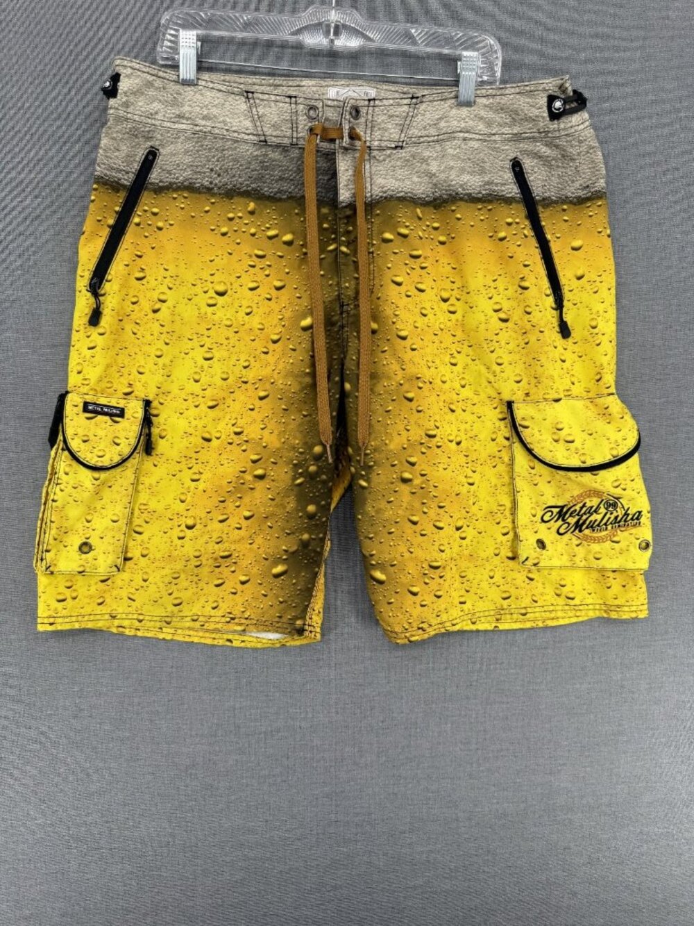 Metal Mulisha Board Surf Shorts Mens 40 10" Miller Beer Hunter Swim Trunks Y2K